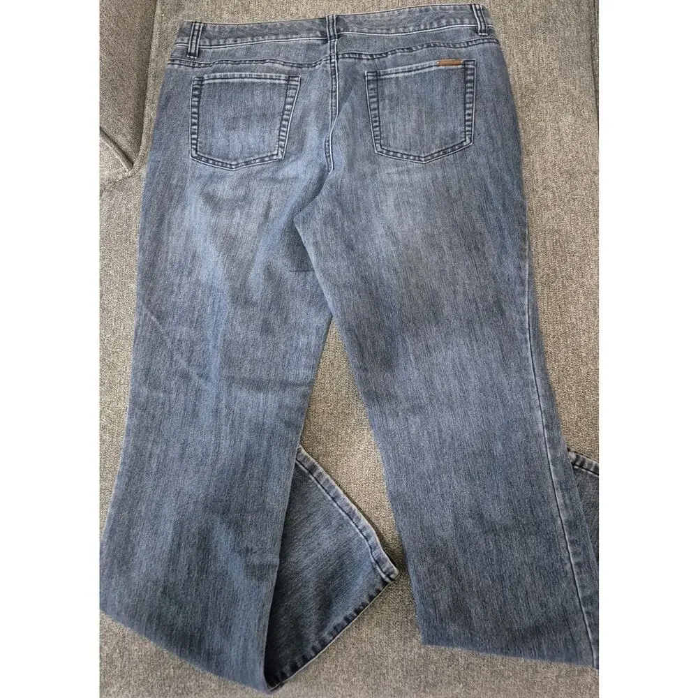 Michael Kors Women Blue Medium Wash Jeans Size 14W Zipper Accent, High-Rise